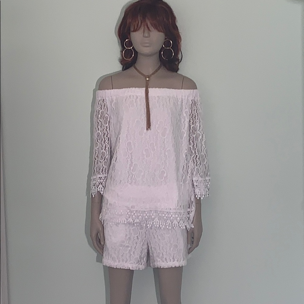New York & Company Laced Top with Matching Shorts.